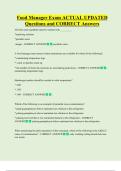 Food Manager Exam ACTUAL UPDATED     Questions and CORRECT Answers 