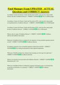 Food Manager Exam UPDATED   ACTUAL  Questions and CORRECT Answers 