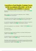 Learn2Serve Food Handler Training Course  &lpar;ANSI Accredited&rpar; UPDATED   ACTUAL  Questions and CORRECT Answers
