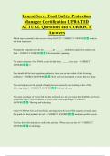 Learn2Serve Food Safety Protection  Manager Certification UPDATED    ACTUAL Questions and CORRECT  Answers 