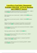 Learn2Serve Food Safety Management  Principles UPDATED   ACTUAL Questions  and CORRECT Answers 