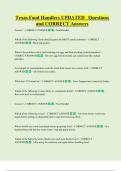 Texas Food Handlers UPDATED   Questions  and CORRECT Answers