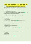 Texas Food Handlers UPDATED ACTUAL   Questions and CORRECT Answers 