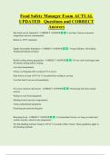 Food Safety Manager Exam ACTUAL  UPDATED   Questions and CORRECT  Answers 