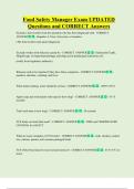 Food Safety Manager Exam UPDATED    Questions and CORRECT Answers 