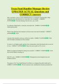 Texas Food Handler&sol;Manager Review  UPDATED ACTUAL Questions and  CORRECT Answers 