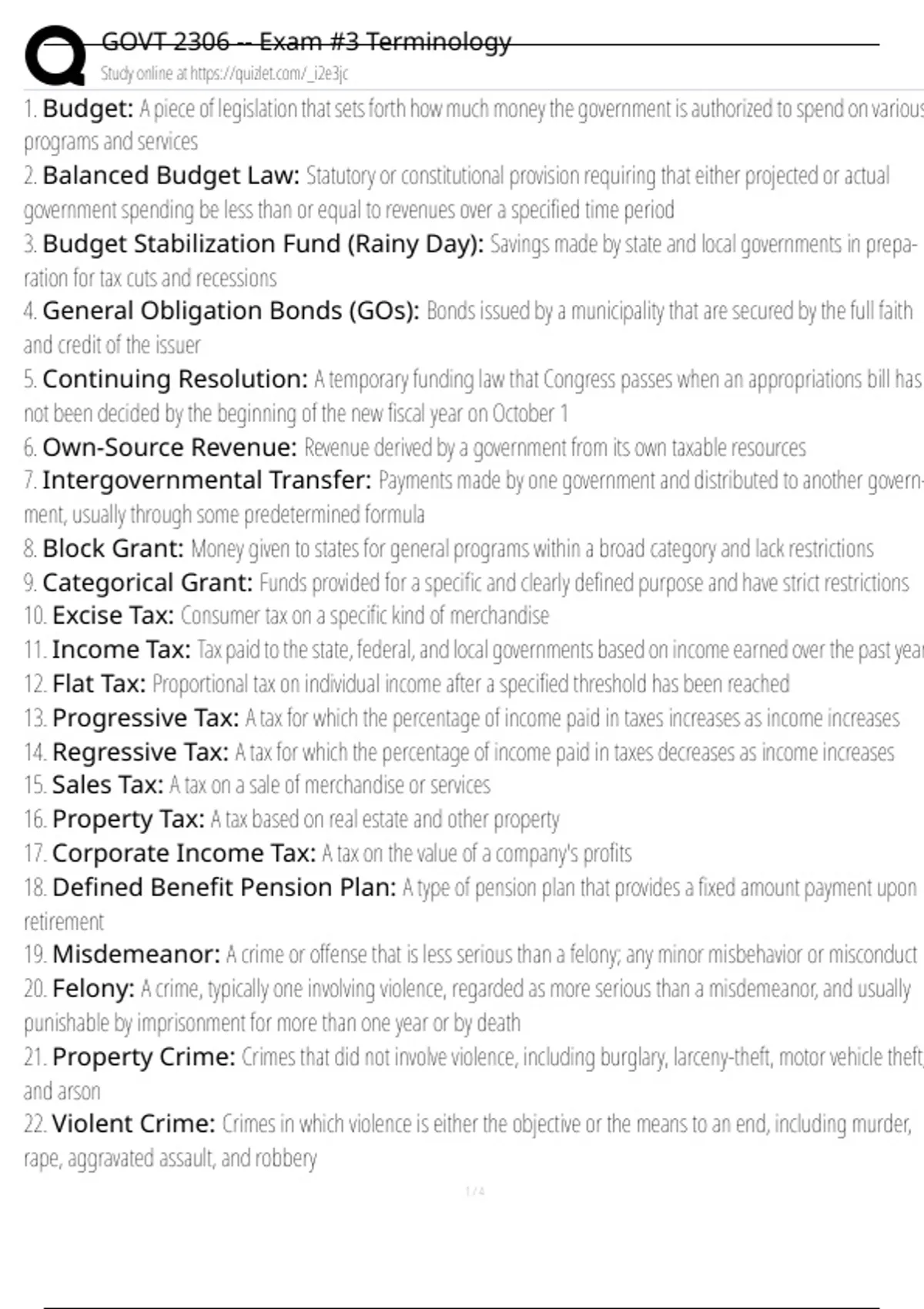 GOVT 2306 -- Exam #3 Terminology Exam Questions and Answers 100% Pass |Verified & Updated|ACTUAL ...