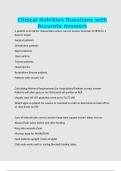 Clinical Nutrition Questions with Accurate Answers