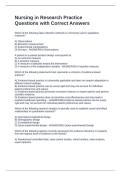Nursing in Research Practice Questions with Correct Answers