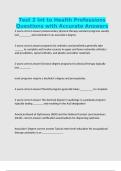 Test 2 Int to Health Professions Questions with Accurate Answers