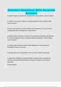 Dietetics Questions With Accurate Answers