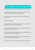 Nutrition Specialist Certification Questions With Accurate Answers