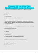 Chapter 17 Nutrition Care Questions With Accurate Answers