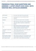 FRESENIUS FINAL EXAM QUESTIONS AND  ANSWERS &vert;&vert; LATEST UPDATE 2025&sol;2026&vert;&vert; WITH  VERIFIED WELL DETAILED ANSWERS