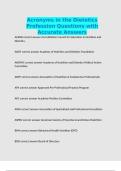 Acronyms in the Dietetics Profession Questions with Accurate Answers