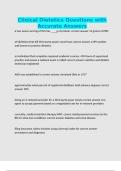Clinical Dietetics Questions with Accurate Answers