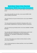 Nutrition Quiz One Review Questions With Accurate Answers