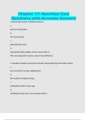 Chapter 17&colon; Nutrition Care Questions with Accurate Answers