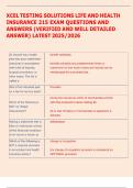 XCEL TESTING SOLUTIONS LIFE AND HEALTH  INSURANCE 215 EXAM QUESTIONS AND  ANSWERS &lpar;VERIFIED AND WELL DETAILED  ANSWER&rpar; LATEST 2025&sol;2026