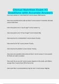 Clinical Nutrition Exam &num;1 Questions with Accurate Answers