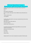 Clinical Nutrition Exam 1 Questions with Accurate Answers