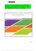 Test Bank for Industrial Relations in Canada &lpar;4th Edition&rpar; by Robert Hebdon&comma; Travor Brown & Scott Walsworth &ndash; 2025 Revised and Verified Edition &lpar;All Chapters&rpar;