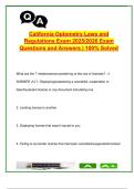 California Optometry Laws & Regulations Exam &ndash; 2025&sol;2026 &vert; 180&plus; Q&A &vert; Licensing&comma; Scope&comma; TPA&comma; CL Rx&comma; Advertising Rules