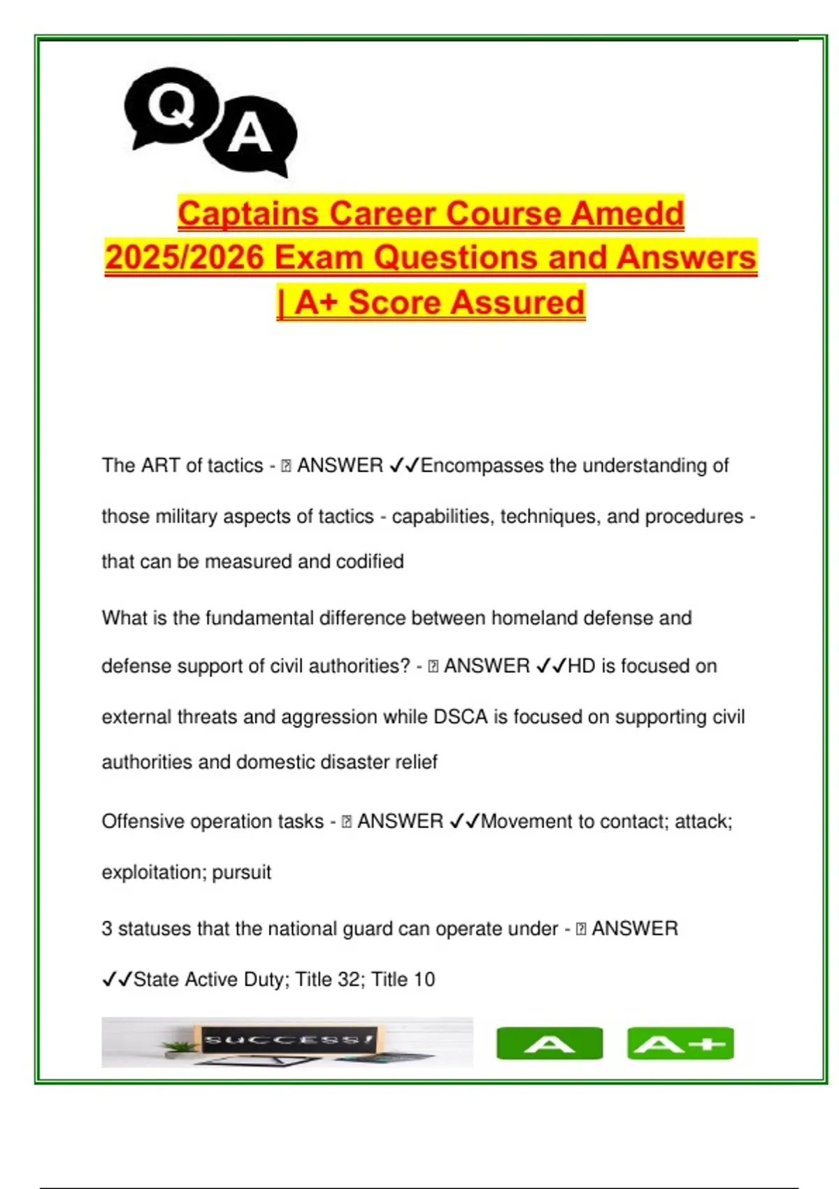 Captains Career Course AMEDD – 2025/2026 | 180+ Q&A | Tactics, Medical ...