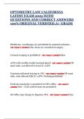 OPTOMETRY LAW CALIFORNIA LATEST EXAM 2025 WITH QUESTIONS AND CORRECT ANSWERS 100&percnt; ORIGINAL VERIFIED&comma;A&plus; GRADE