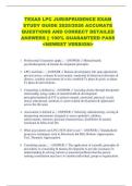 TEXAS LPC JURISPRUDENCE EXAM  STUDY GUIDE 2025&sol;2026 ACCURATE  QUESTIONS AND CORRECT DETAILED  ANSWERS &vert;&vert; 100&percnt; GUARANTEED PASS  <NEWEST VERSION> 