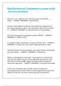 DaVita Annual Competency exam with correct answers