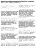 RN Schizophrenia Spectrum Disorders and Psychosis Assessment Test Questions and Answers Graded A&plus;