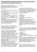 ATI Schizophrenia Spectrum Disorders and Psychosis Exam Questions and Answers Graded A&plus;