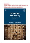 Test Bank - Human Memory 4th Edition by Gabriel Radvansky&comma; All 18 Chapters Covered&comma; Verified Latest Edition