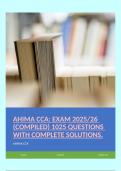 AHIMA CCA&colon; EXAM 2025&sol;26 &lpar;COMPILED&rpar; 1025 QUESTIONS WITH COMPLETE SOLUTIONS&period;
