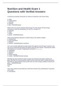 Nutrition and Health Exam 1 Questions with Verified Answers