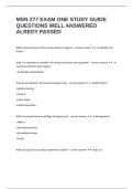 MSN 277 EXAM ONE STUDY GUIDE QUESTIONS WELL ANSWERED ALREDY PASSED