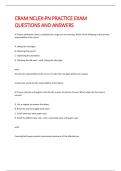 CRAM NCLEX-PN Practice Exam Questions and Answers &vert; Updated 2025&sol;2026 Complete LPN&sol;LVN Test Prep Study Guide