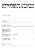 OB&sol;Pediatrics FISDAP Exam  Most Recent exam COMPLETE &lpar;2025&rpar; EXAM Questions and Answers &lpar;Verified Answers&rpar; &lpar;Latest Update 2025&rpar; UPDATE&excl;&excl;