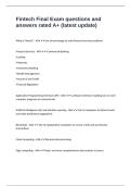 Fintech Final Exam questions and answers rated A&plus; &lpar;latest update&rpar;