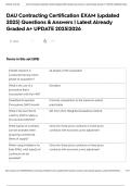 DAU Contracting Certification EXAM &lpar;updated 2025&rpar; Questions & Answers &vert; Latest Already Graded A&plus; UPDATE 2025&vert;2026