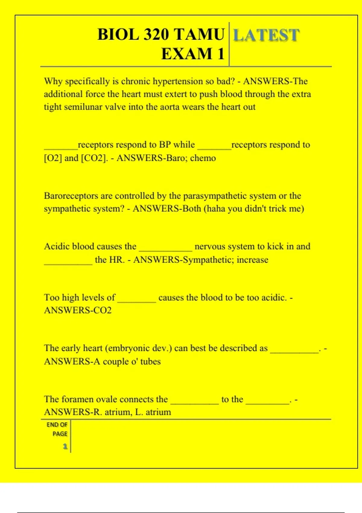 BIOL 320 TAMU EXAM 1 QUESTIONS AND ANSWERS 2025 - BIOL 320 - Stuvia US