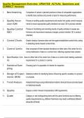Quality Management Overview  UPDATED  ACTUAL  Questions and  CORRECT Answers 