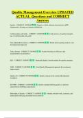 Quality Management Overview UPDATED   ACTUAL  Questions and CORRECT  Answers 