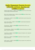 Quality Management Theorists Overview  UPDATED  ACTUAL  Questions and  CORRECT Answers 