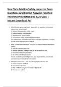 New York Aviation Safety Inspector Exam  Questions And Correct Answers &lpar;Verified  Answers&rpar; Plus Rationales 2026 Q&A &vert;  Instant Download Pdf 