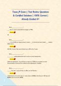 Texas JP Exam &vert; Test Review Questions & Certified Solutions &vert; 100&percnt; Correct &vert; Already Graded A&plus;       