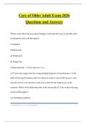 Care of Older Adult Exam 2026 Questions and Answers