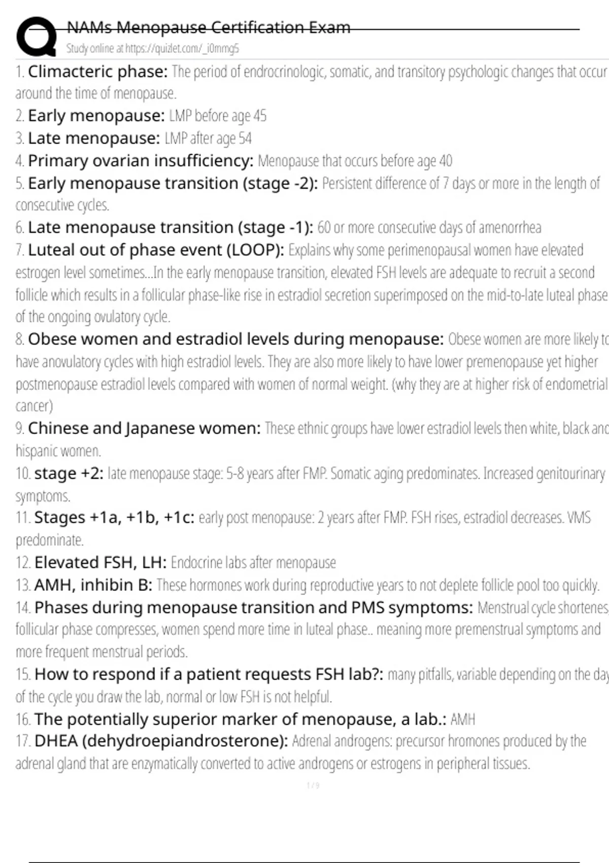 NAMs Menopause Certification Exam Exam Questions and Answers 100% Pass ...