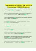 First Aid&comma; CPR&comma; AED UPDATED  ACTUAL  Questions and CORRECT Answers